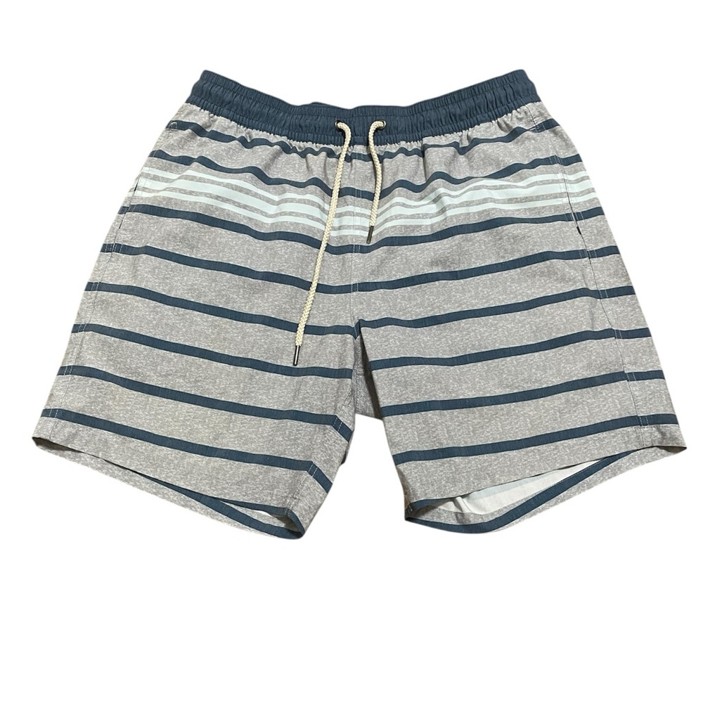 Fair Harbor Men's Swim Trunks - Blue and Gray Stripes